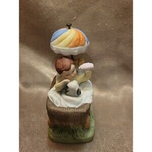 Vintage Royal Crown Figurine Boy In Stroller With Dog